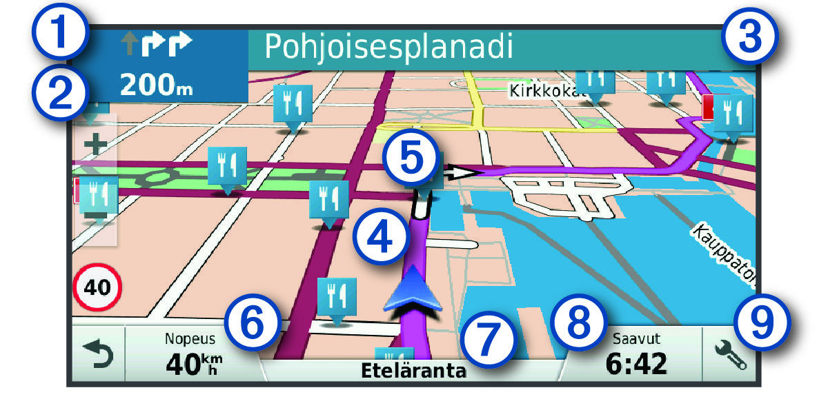 Map with navigation and callouts