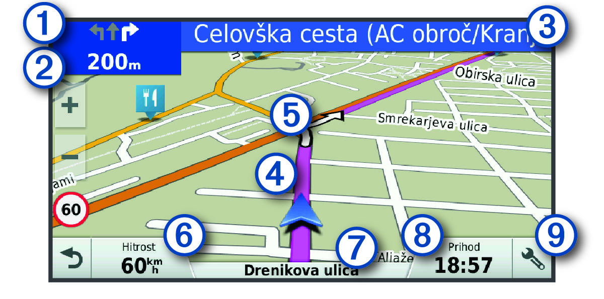 Map with navigation and callouts