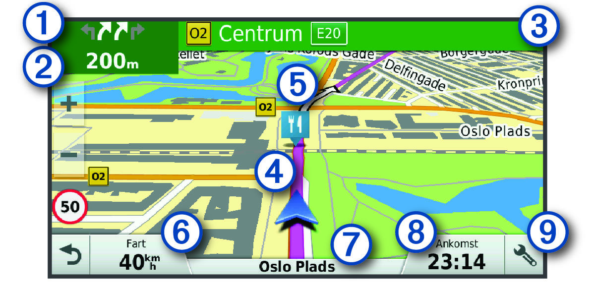 Map with navigation and callouts