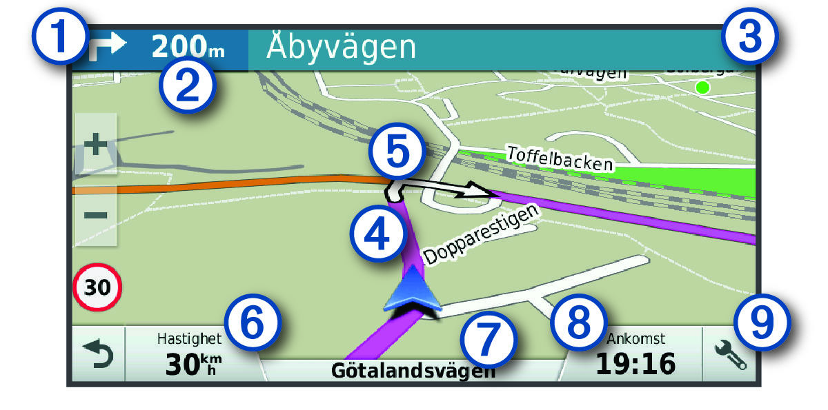 Map with navigation and callouts