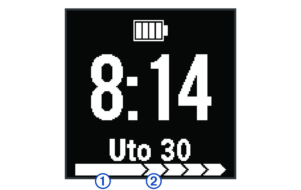 Zaslon s trakom podsjetnika na kretanje s legendom