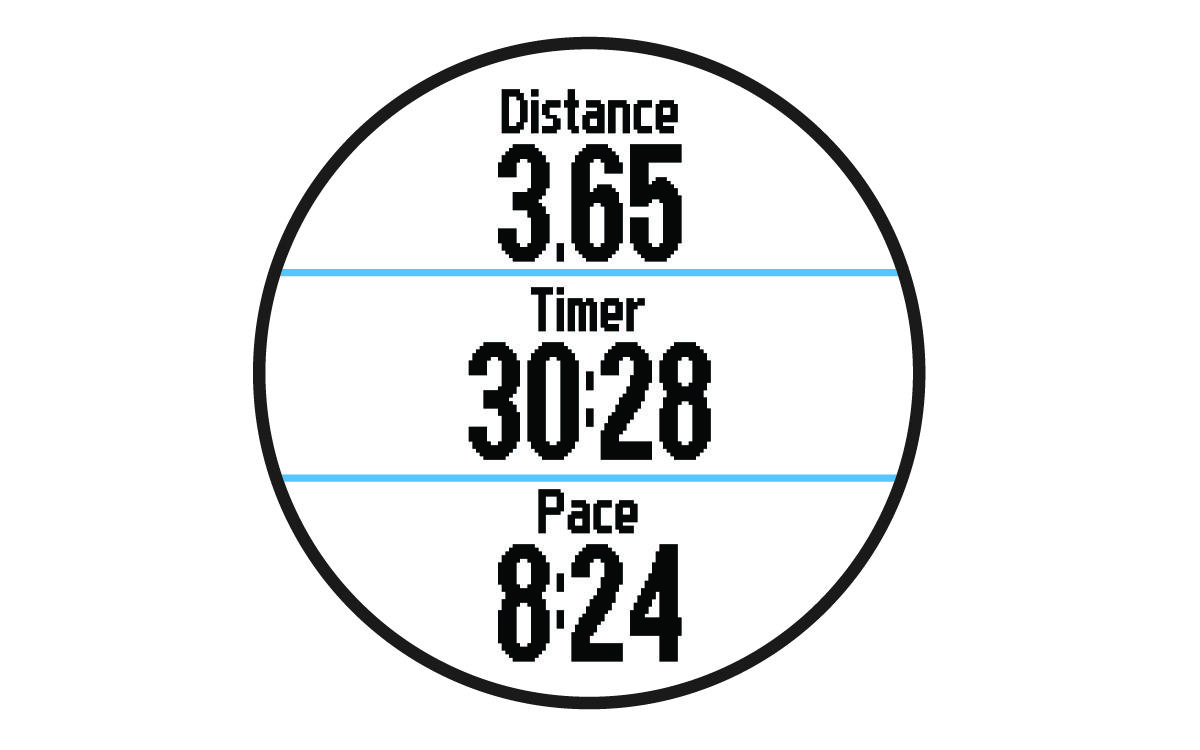 Activity timer with run data