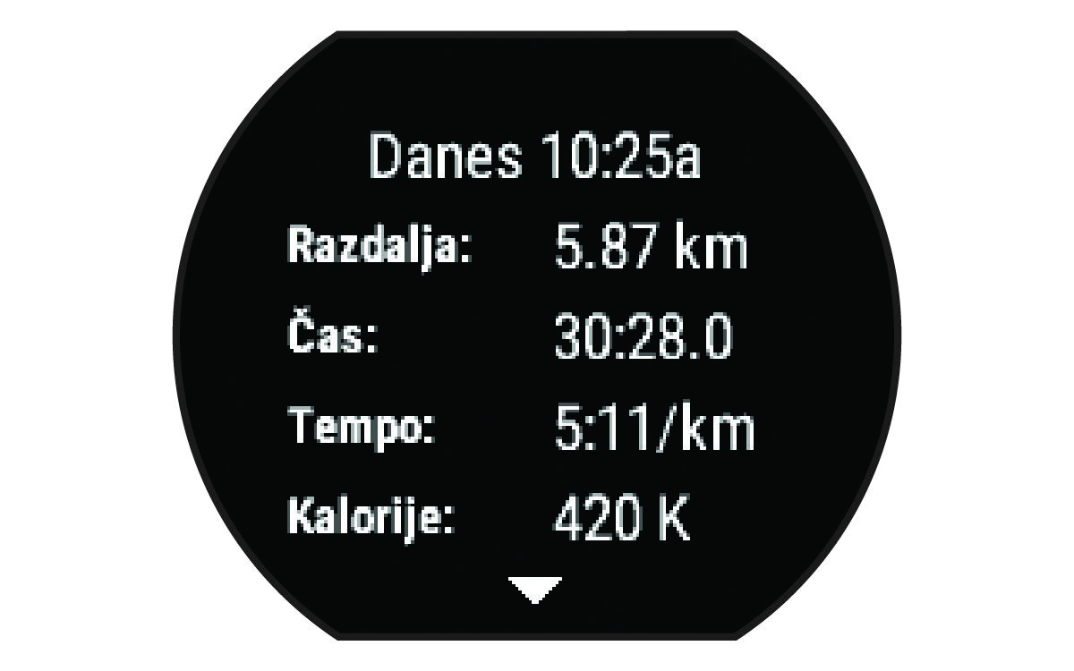 Povzetek podatkov o teku