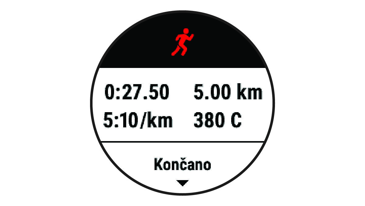 Povzetek podatkov o teku