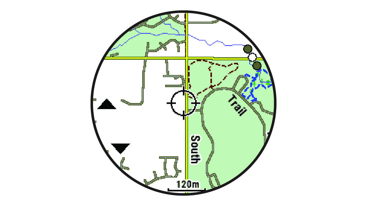 Karte mit Pfeilen und Fadenkreuz