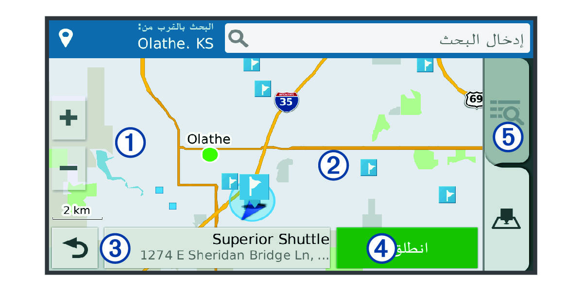 نتائج البحث عن موقع على الخريطة مع وسائل شرح
