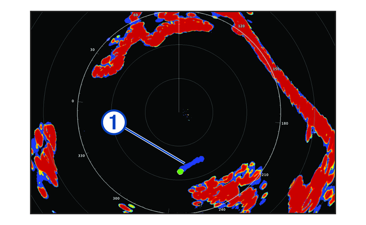 Экран радара со следами эхолокации с обозначением