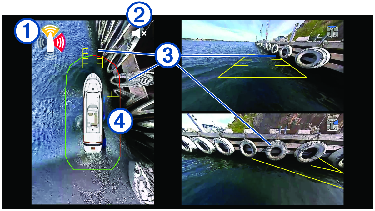 Alertes de proximité sur l'écran de la caméra Surround View