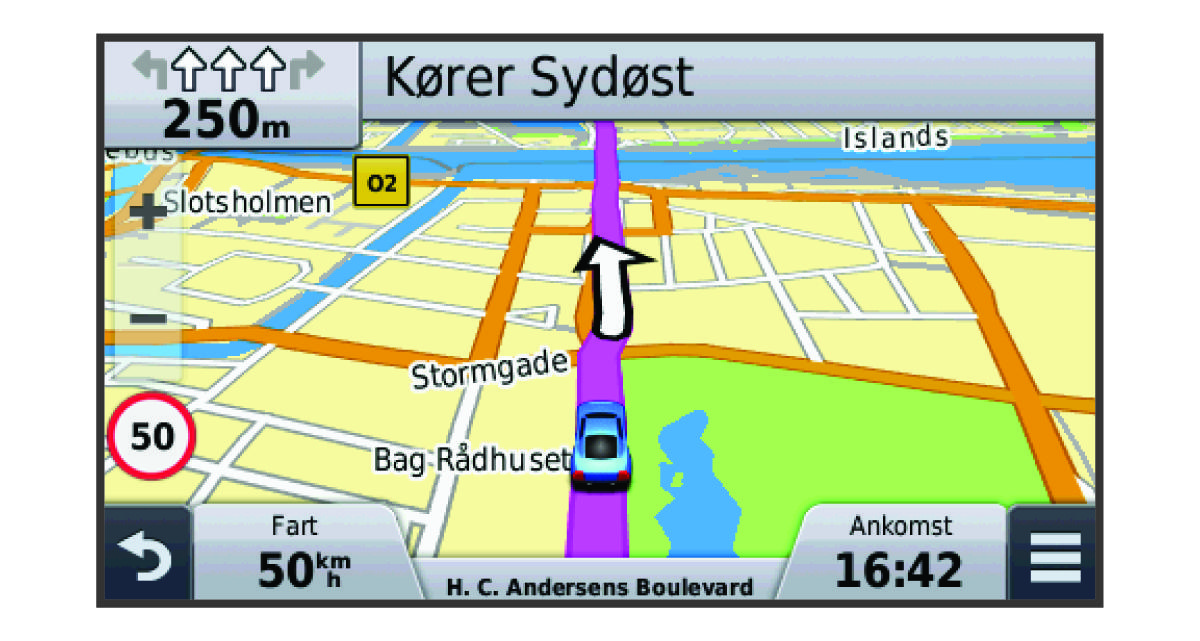 Rute på kortet