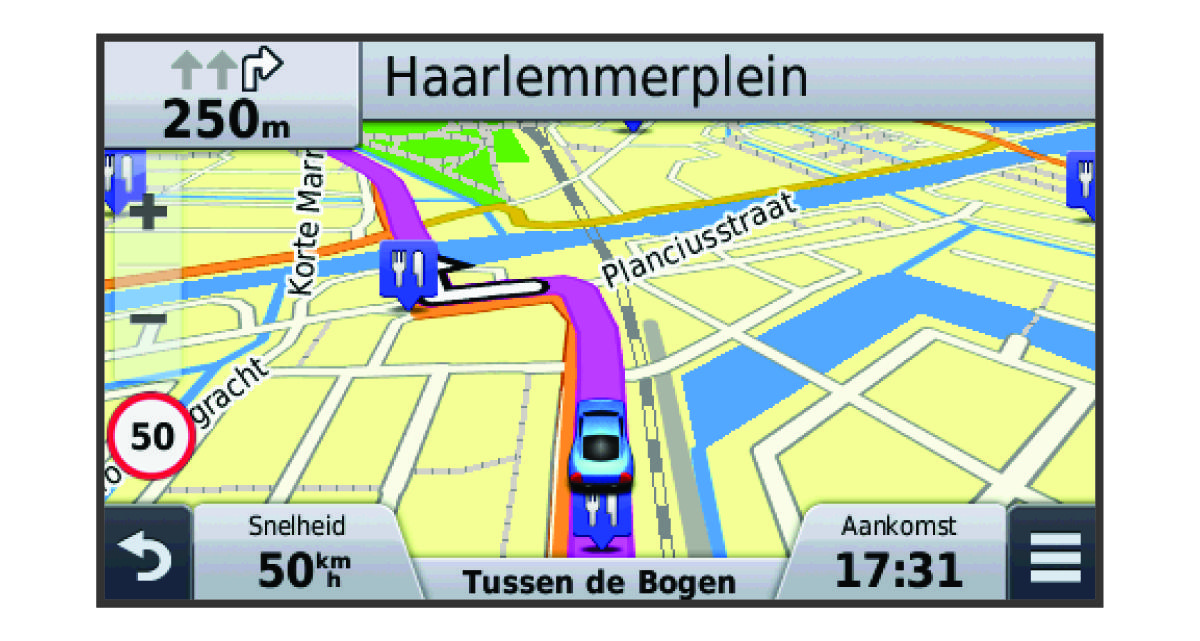 Route op de kaart