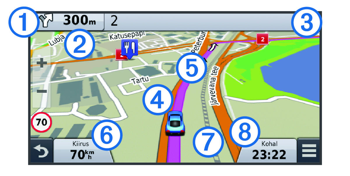 Route on the map with callouts