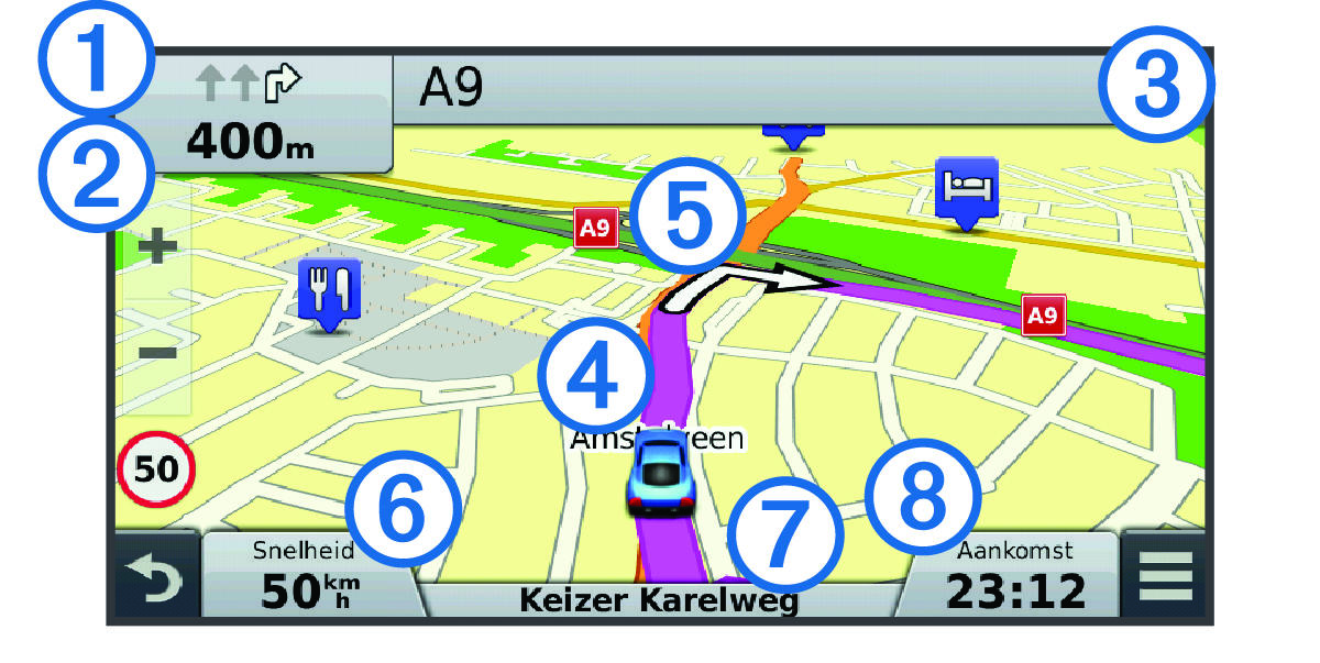 Route on the map with callouts