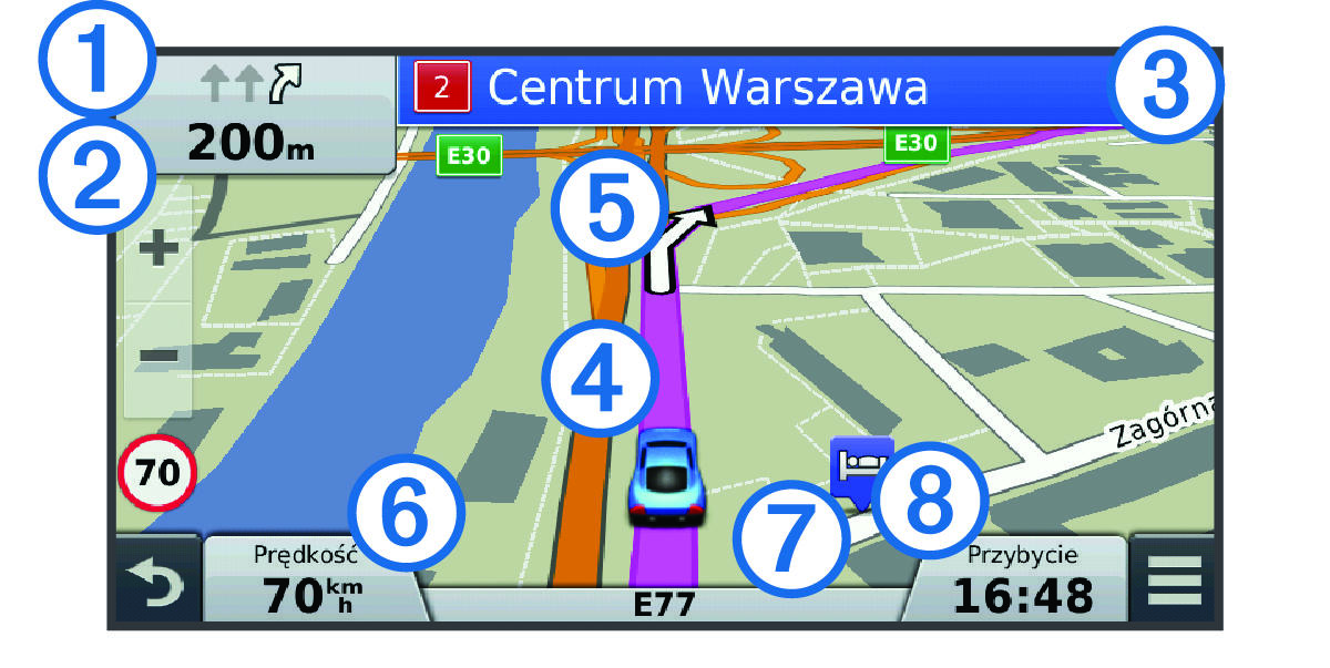 Route on the map with callouts