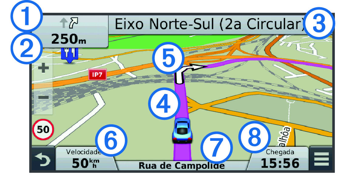 Route on the map with callouts