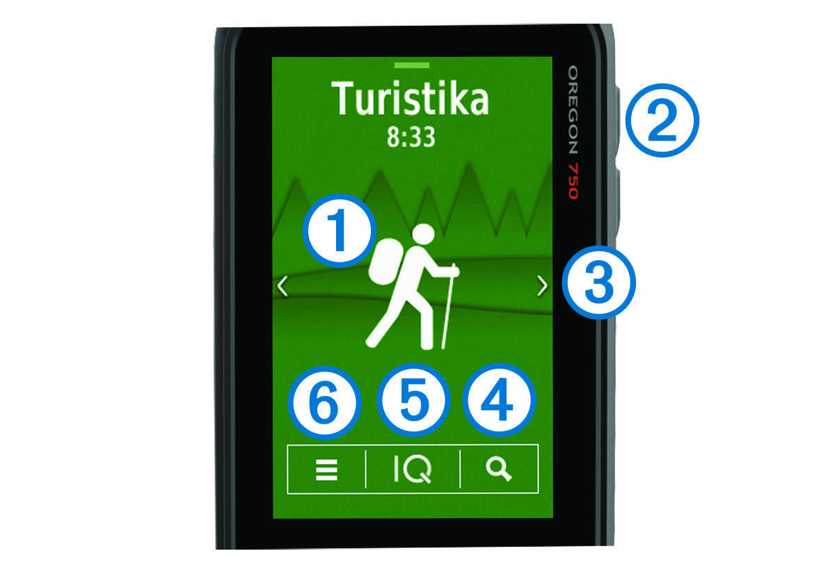 Domovská obrazovka s popisky