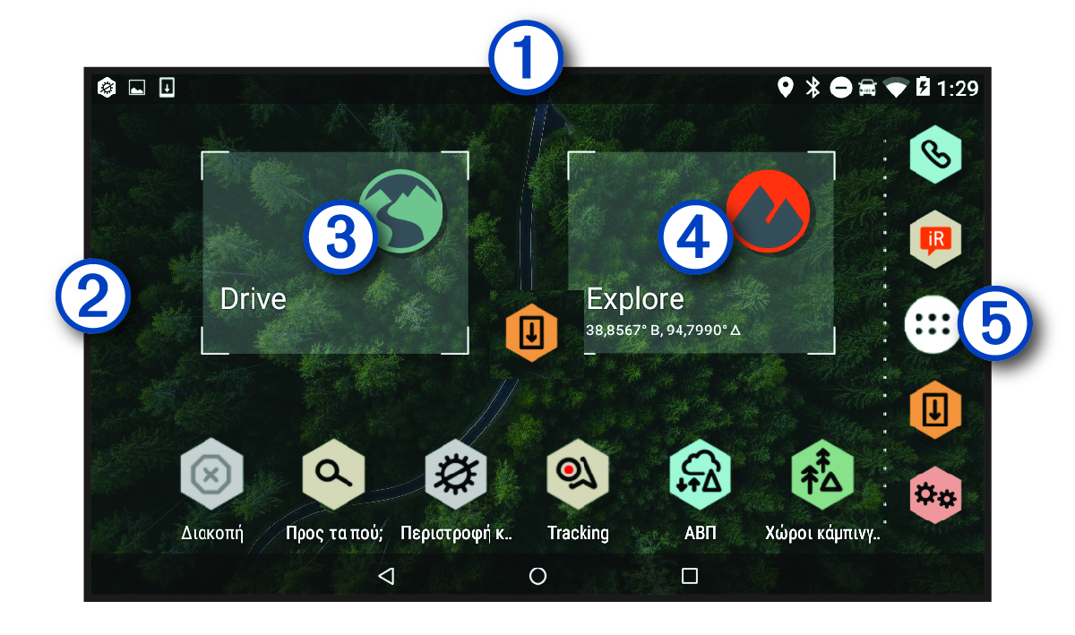 Αρχική οθόνη με επεξηγήσεις