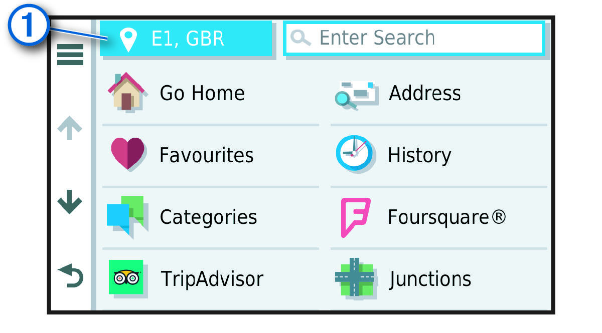 Change search area button in the Where To menu with a callout