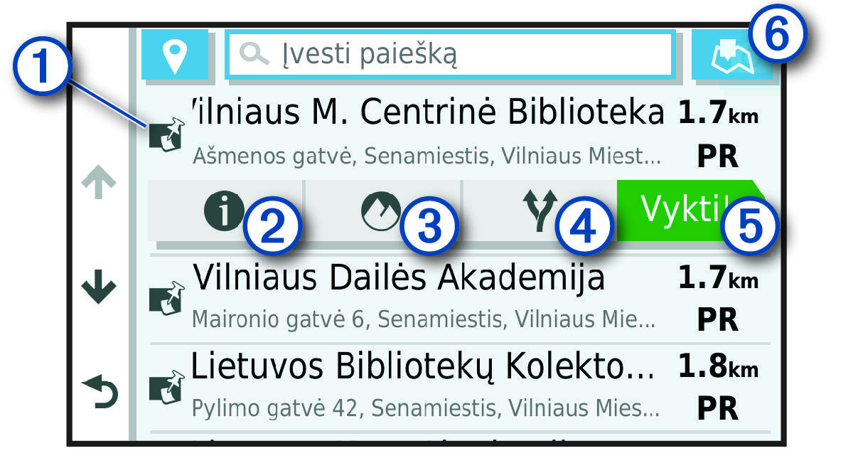Meklēšanas rezultātu saraksts ar remarkām