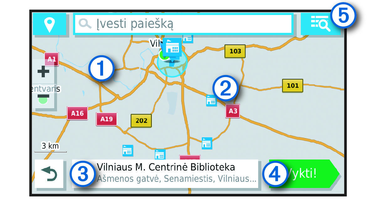 Meklēšanas rezultātu karte ar remarkām