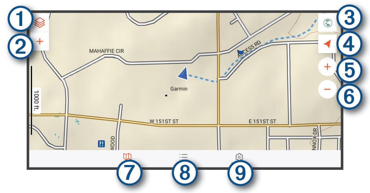 خريطة Garmin Explore مع وسائل شرح