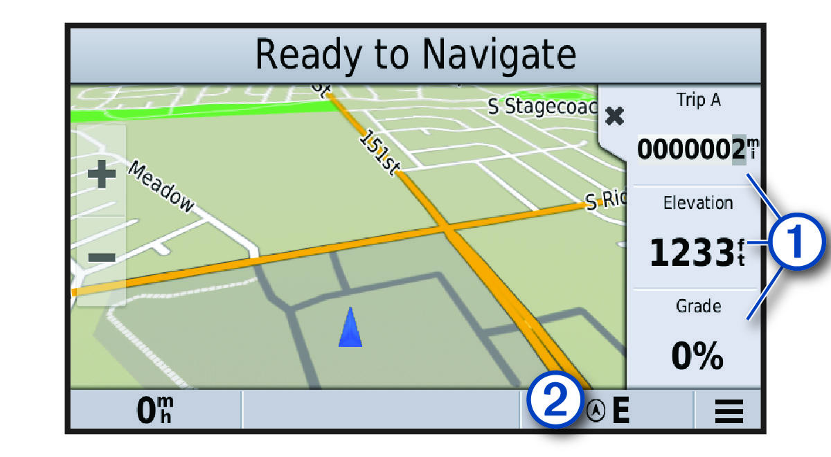 View of the map and trip data with callouts