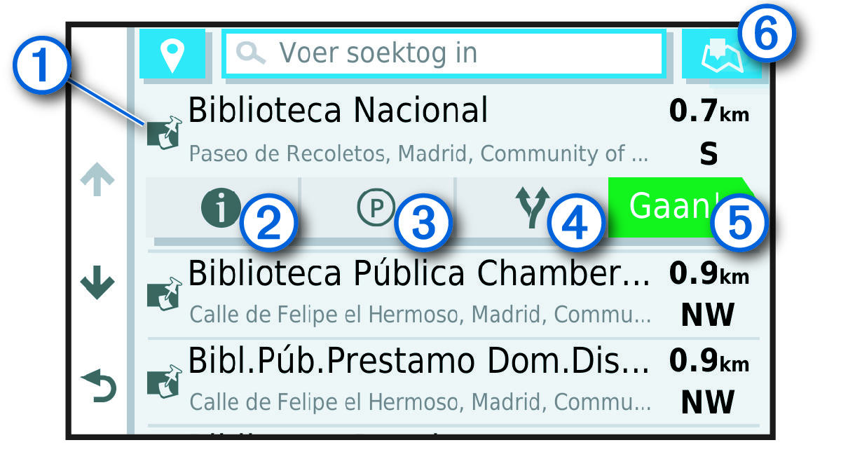 Location search results list with callouts