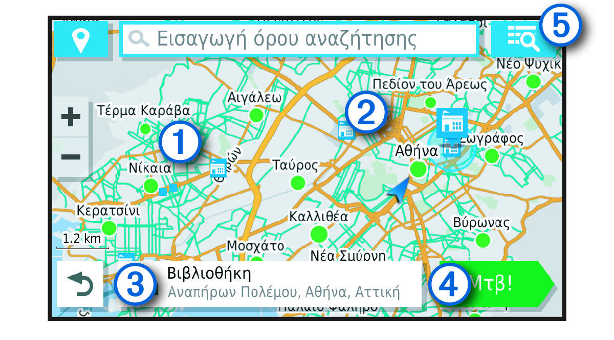 Location search results map with callouts