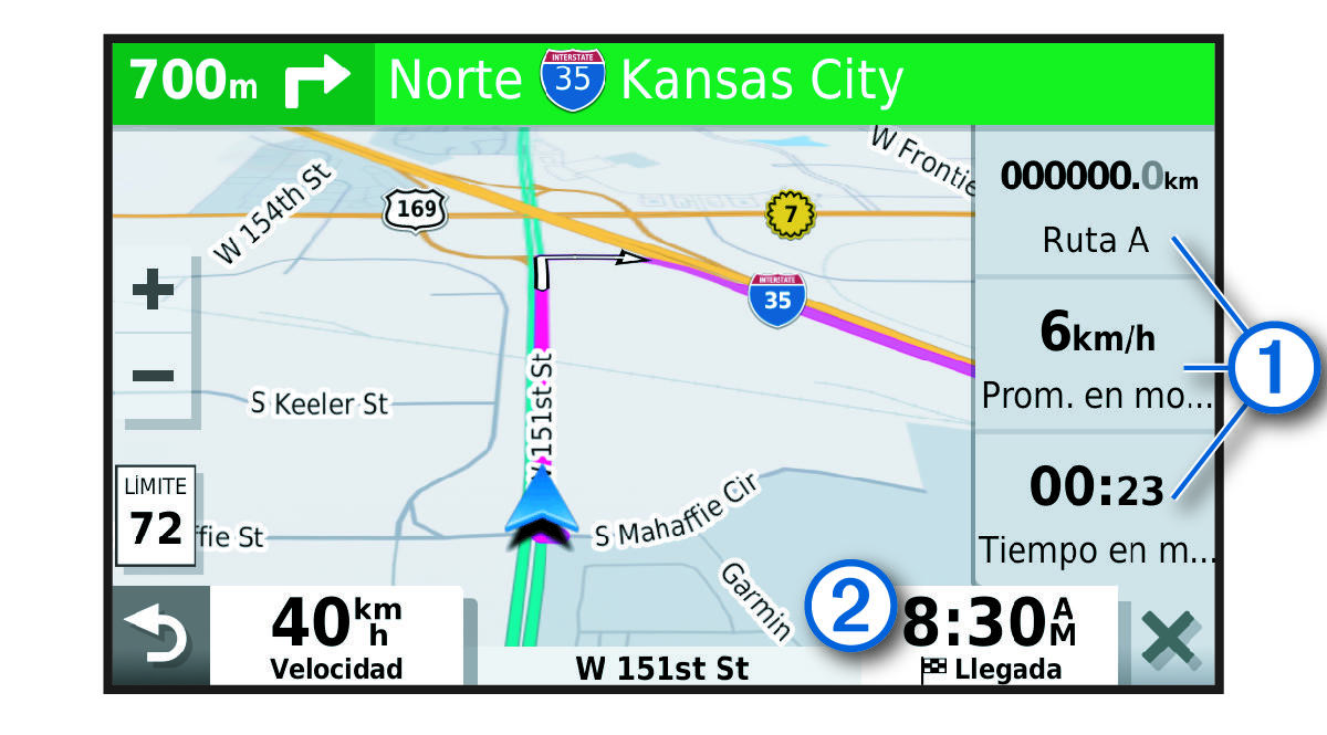 Trip data fields on the map with callouts