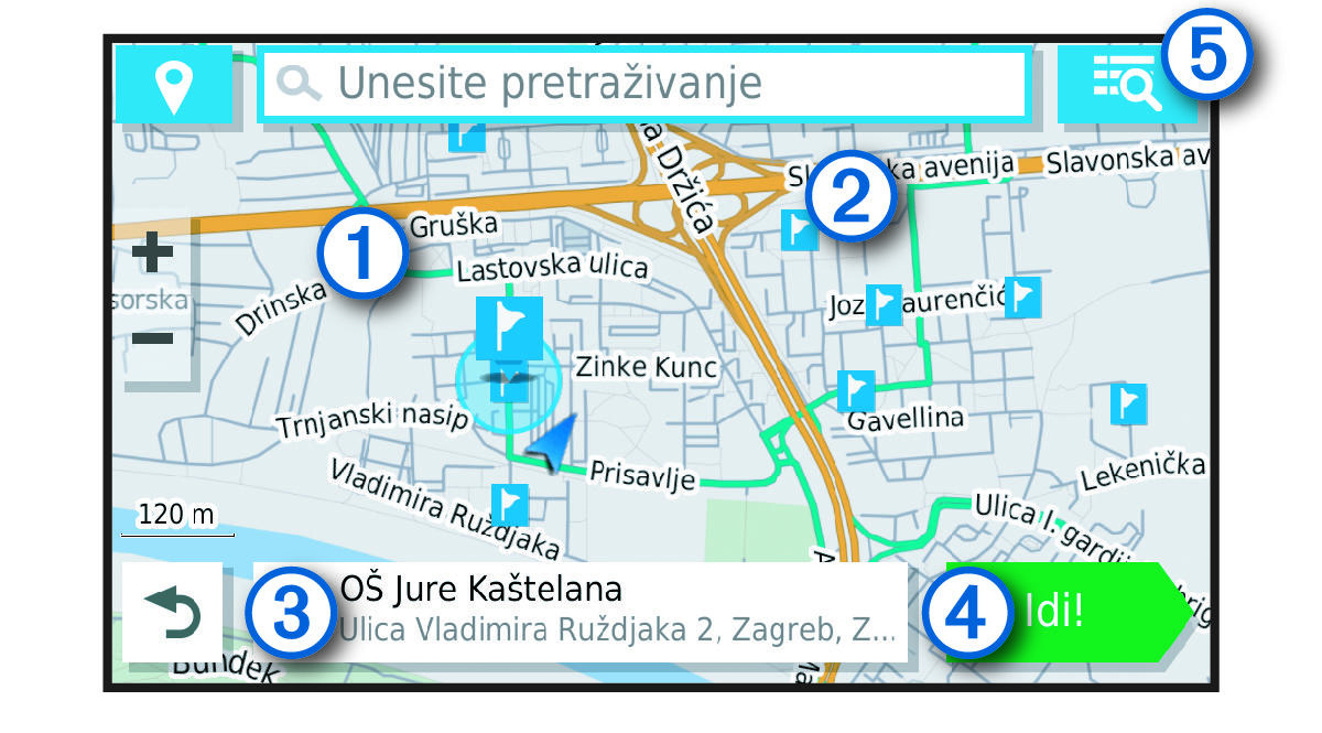 Location search results map with callouts