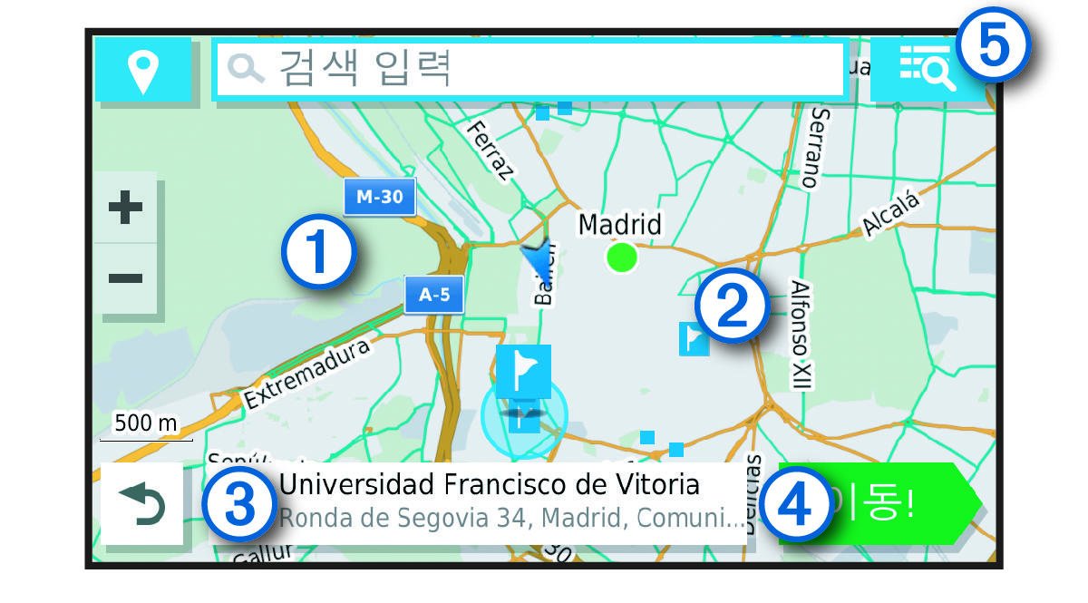 Location search results map with callouts