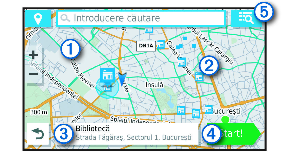 Location search results map with callouts