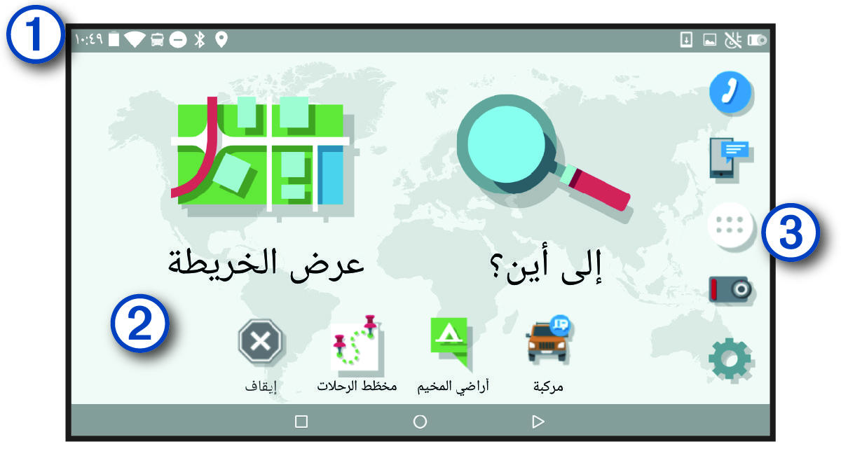 الشاشة الرئيسية مع وسائل شرح