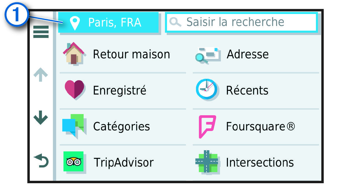 Modifier le bouton de zone de recherche dans le menu Où aller ? avec légende