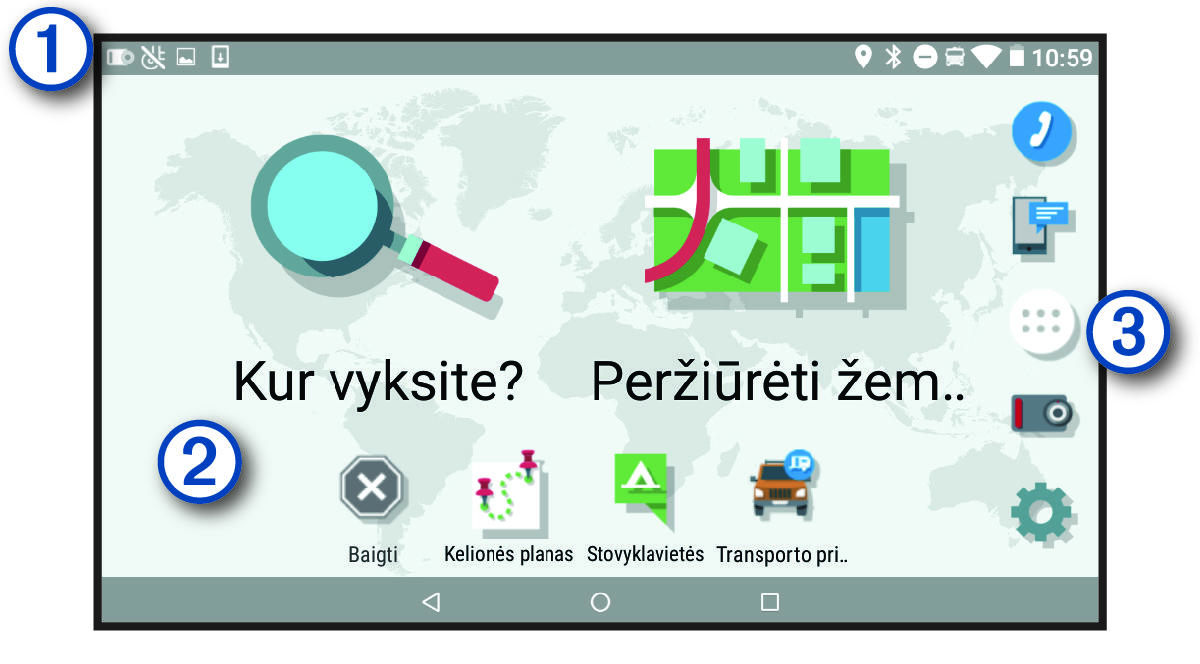 Pradžios ekranas, su išnašomis