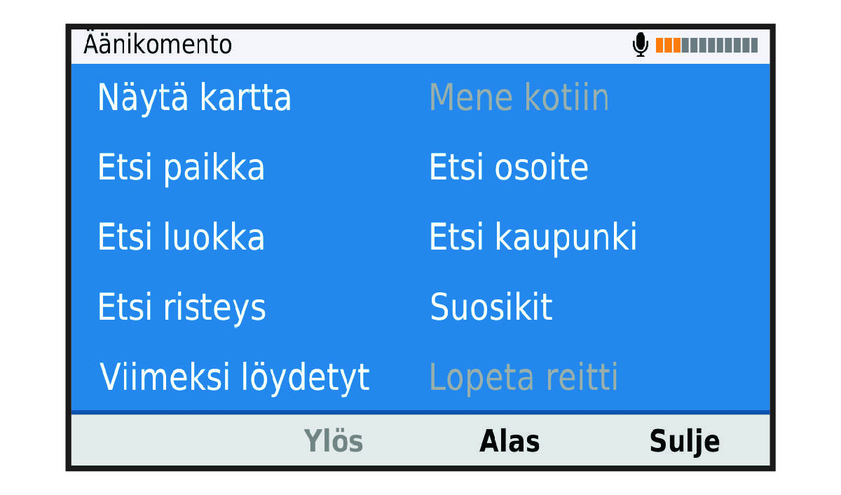 Hoofdmenu met spraakopdrachten