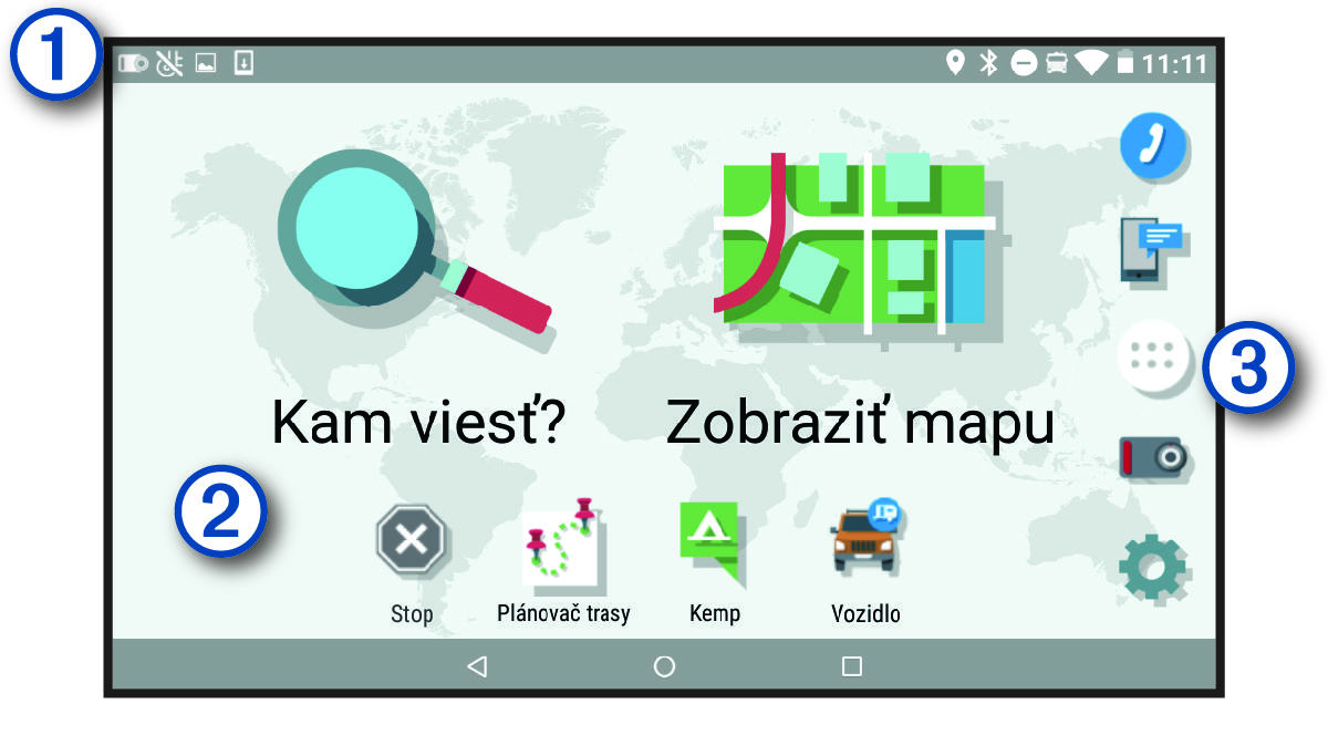 Domovská obrazovka s popismi