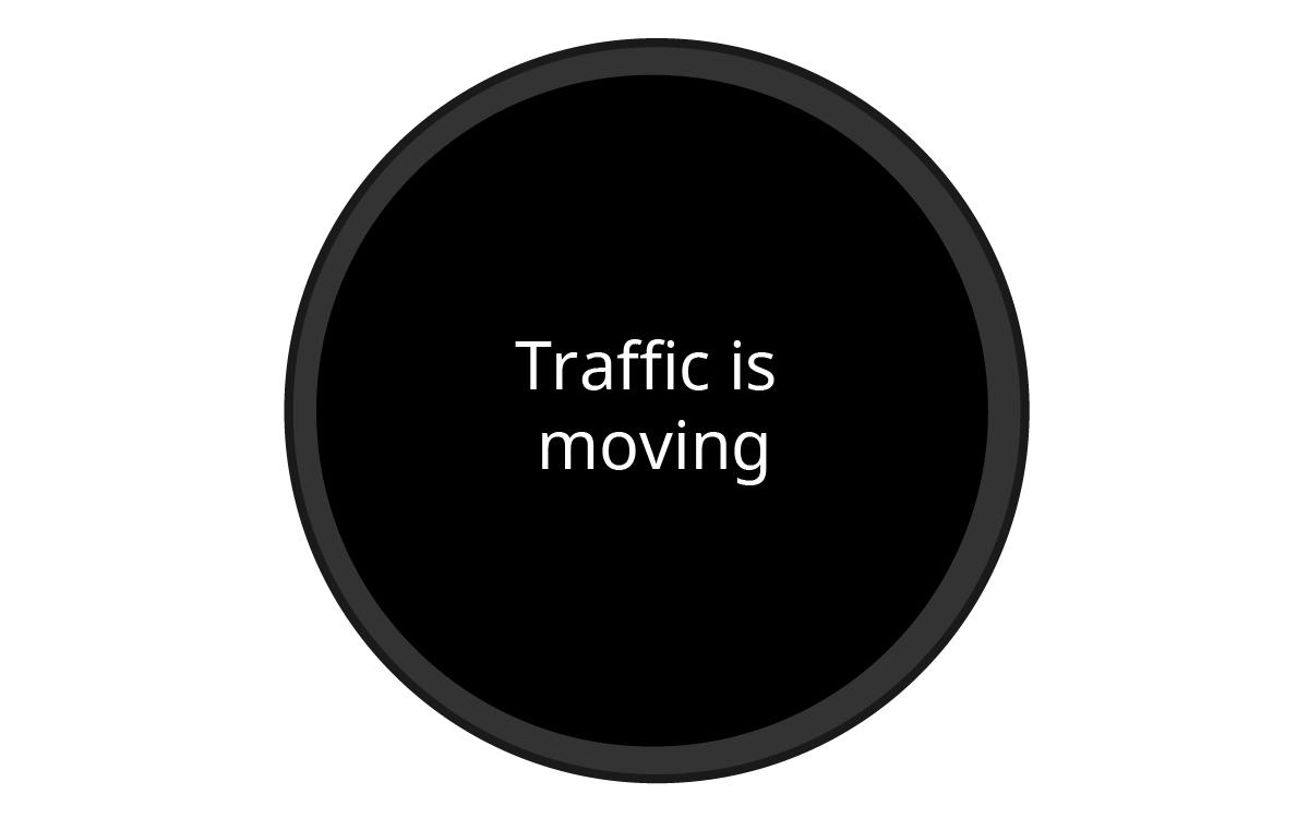 Device screen that reads traffic is moving