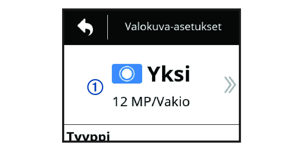 Yksi-valinta valokuva-asetuksissa ja numero