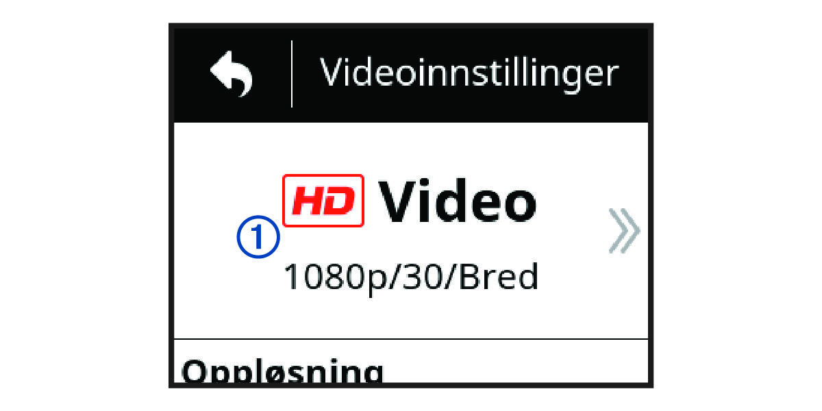 Videoalternativ i videoinnstillingene med merknad