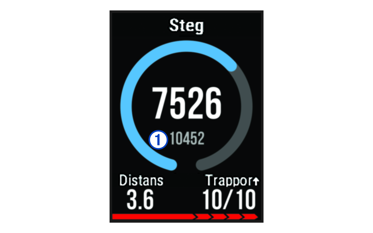 Daily steps goal progress with callout