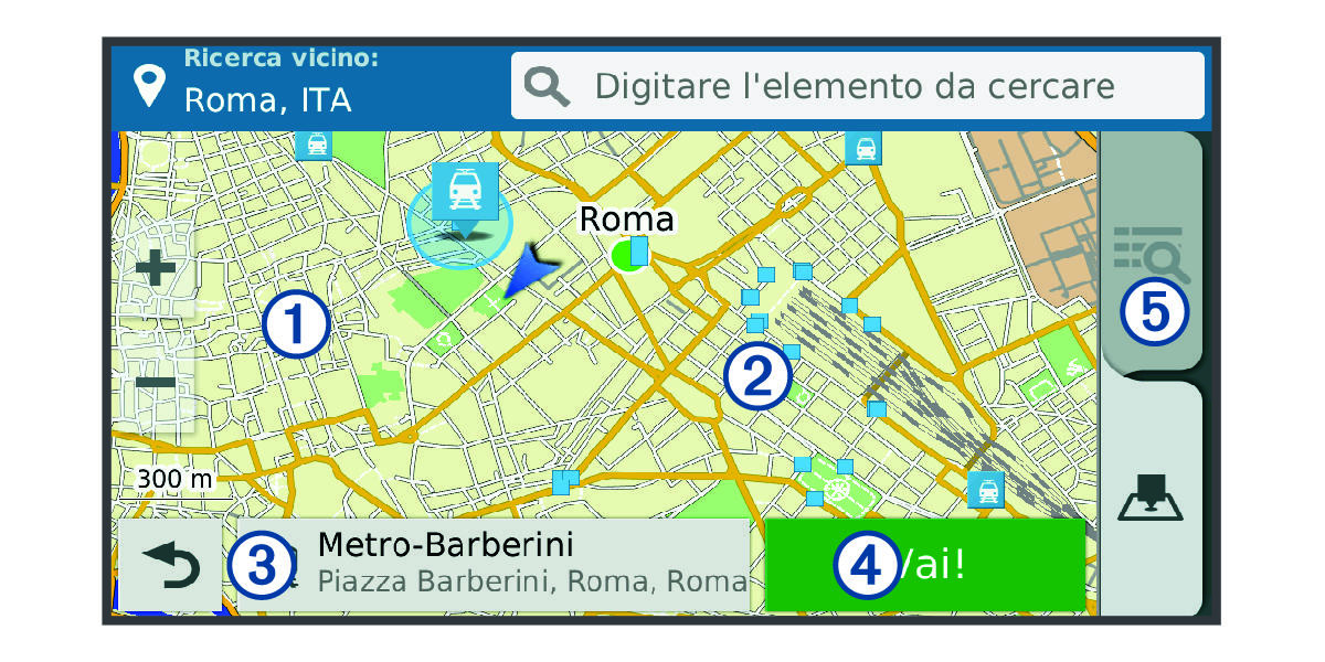 Risultati della ricerca della posizione su una mappa con annotazioni