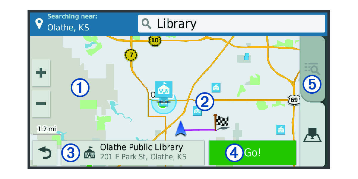 地图上的位置搜索结果（带标注）